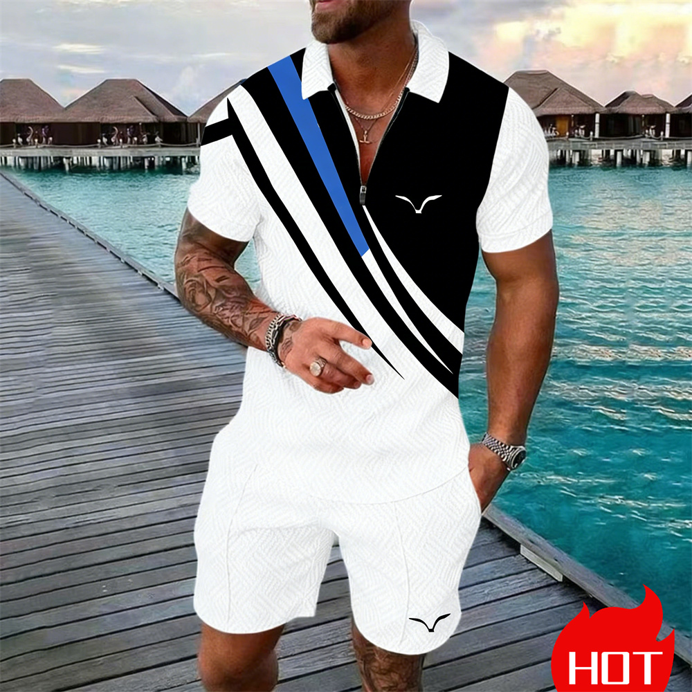 Summer Clothing Styles - Ensemble d'été rayé Y2K pour homme,