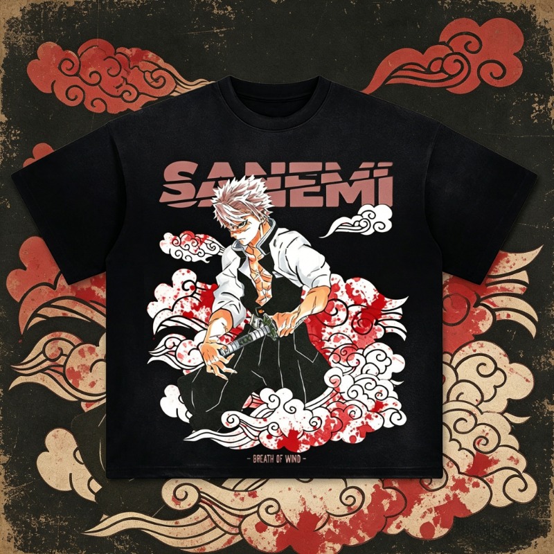 Summer Clothing Good Quality - T-shirt Oversize Sanemi Demon Slayer Été