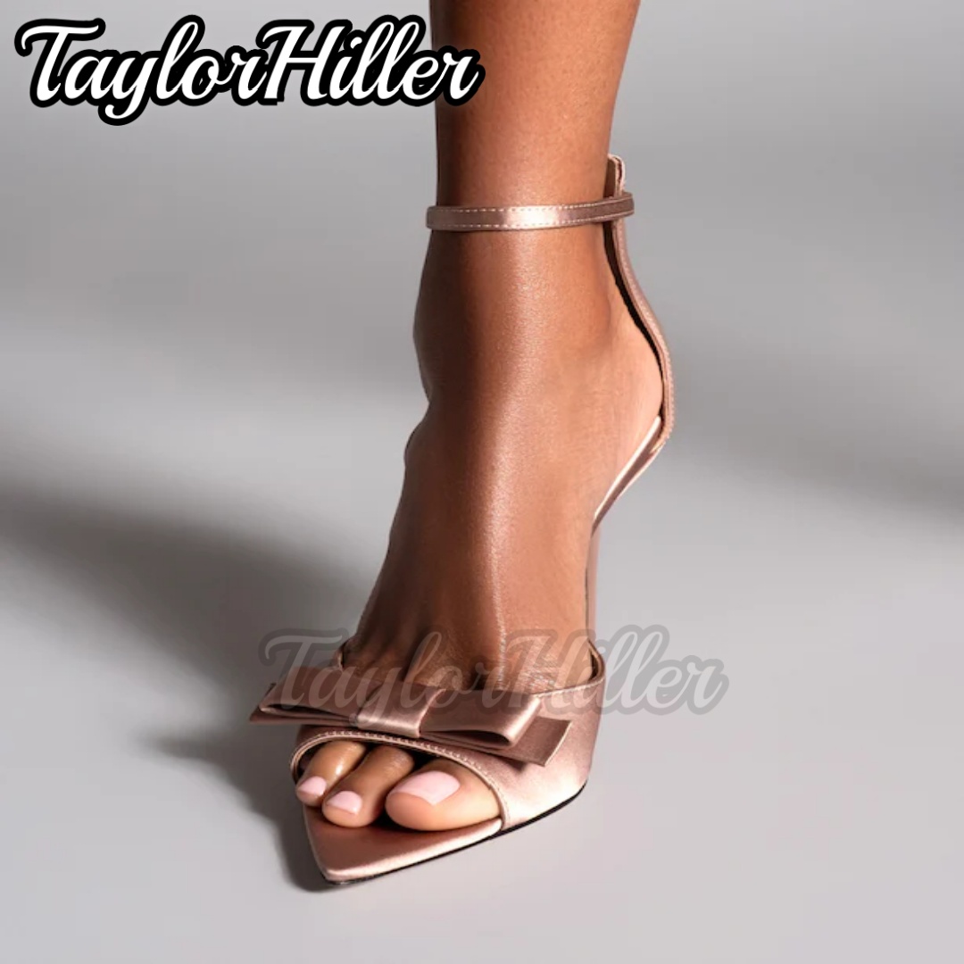 Summer Clothing Collection - Doux rose papillon-noeud talons hauts Satin