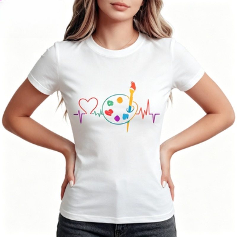 Summer Clothing Palette - T-shirt décontracté à col rond pour