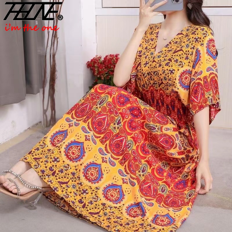 Robe longue pour femmes, impri - Indian Summer Vintage Clothing avis et prix