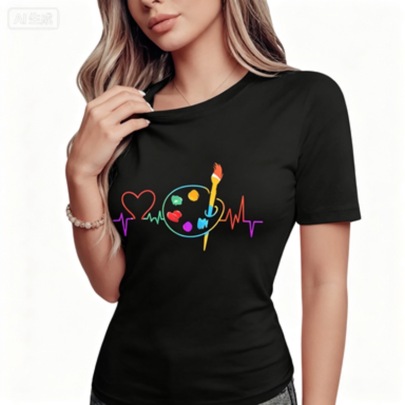 T-shirt décontracté à col rond - Summer Clothing Palette avis et prix